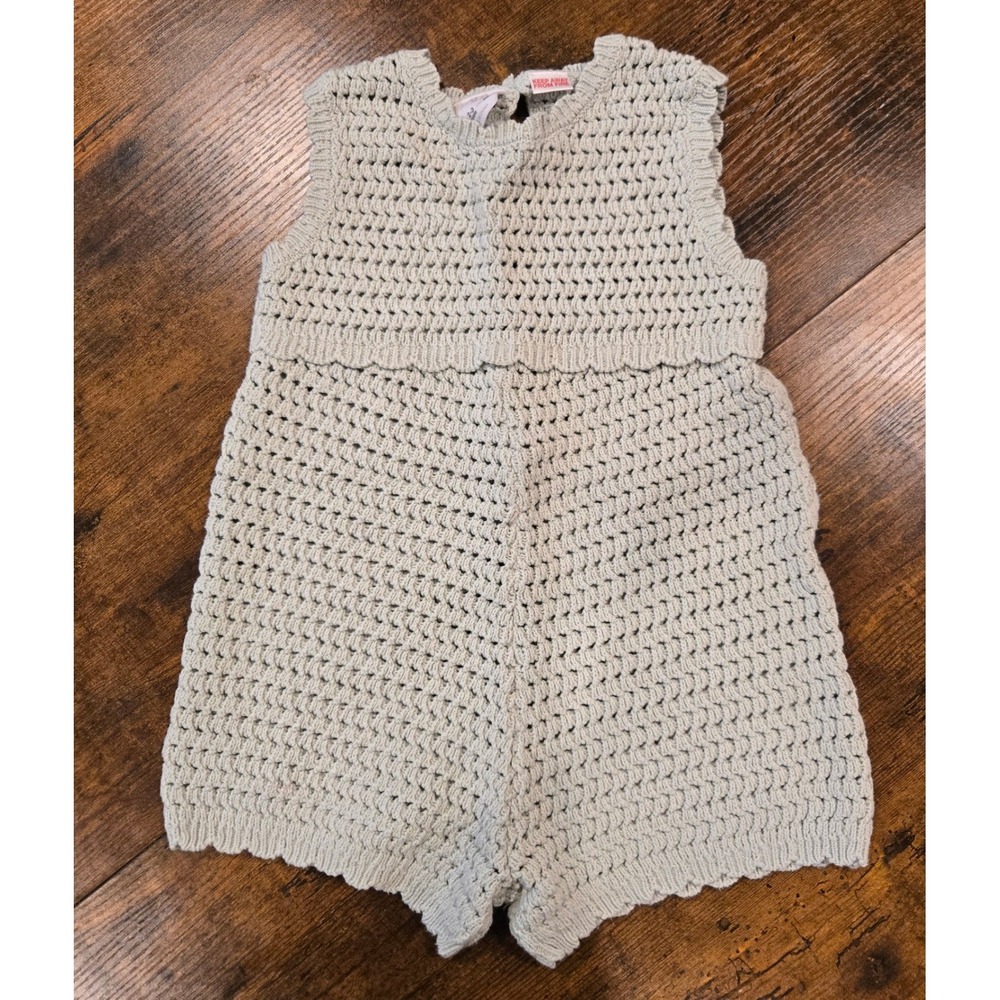 Zara Kids Mint Green Crochet Knit Romper Sleeveless One Piece Size 2-3 Yrs 98cm